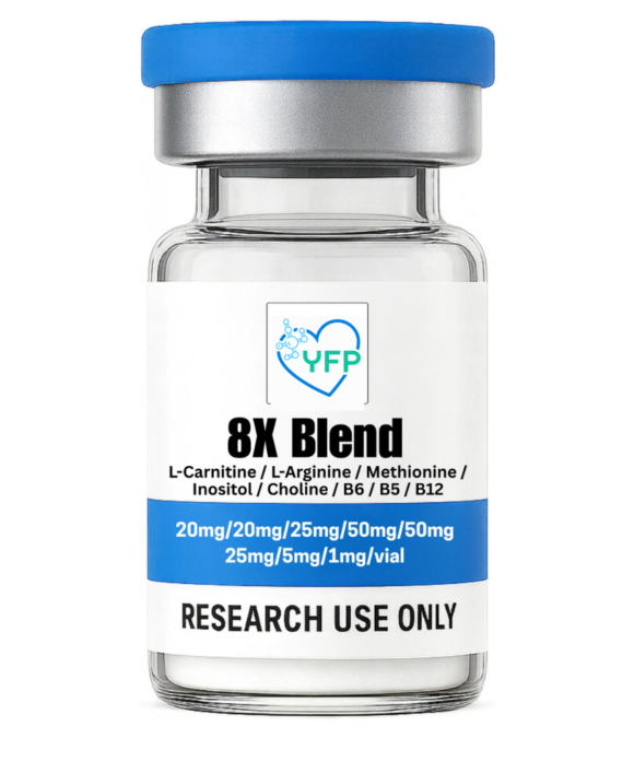 8X Blend L-Carnitine (20mg) / L-Arginine (20mg) / Methonine (25mg) / Inositol (50mg) / Choline (50mg) / B6 (25mg) / B5 (5mg) / B12 (1mg)